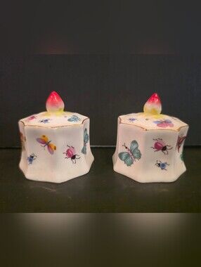 Vintage Bone China Lenwile Ardalt Butterfly& Ladybug Salt & Pepper Shakers